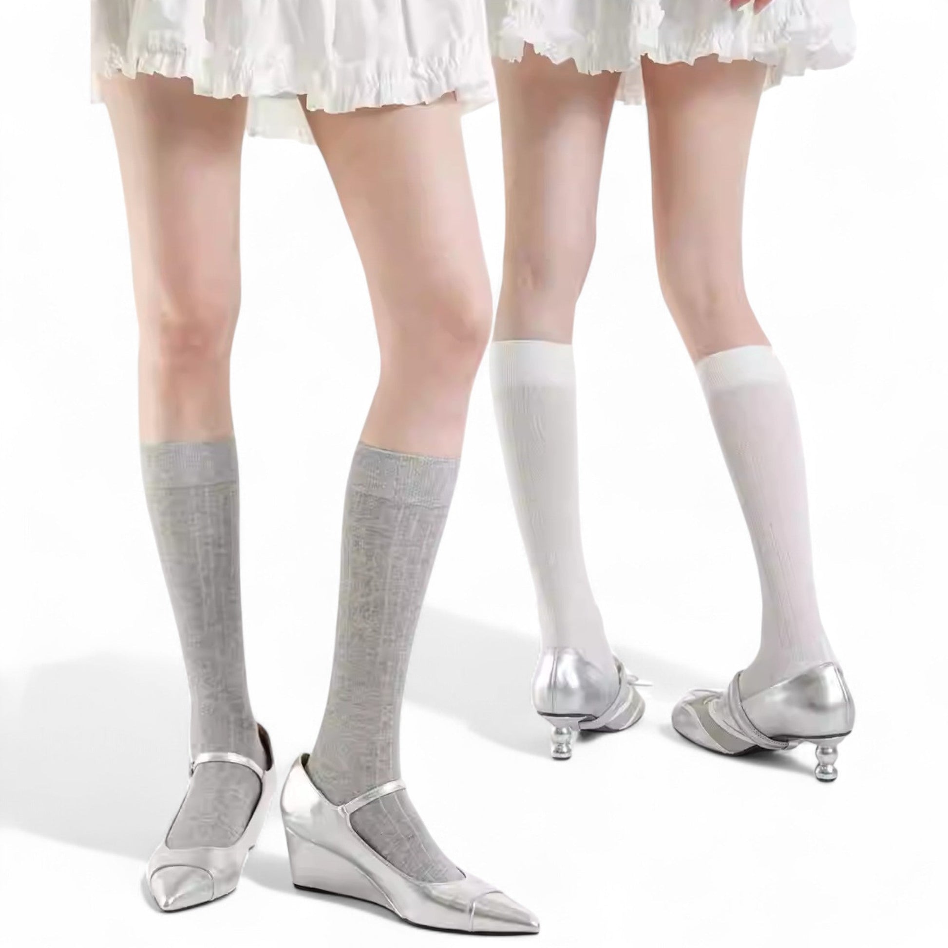 Timeless Balletcore Elegance: Ribbed Ballet Socks - tutufox - 