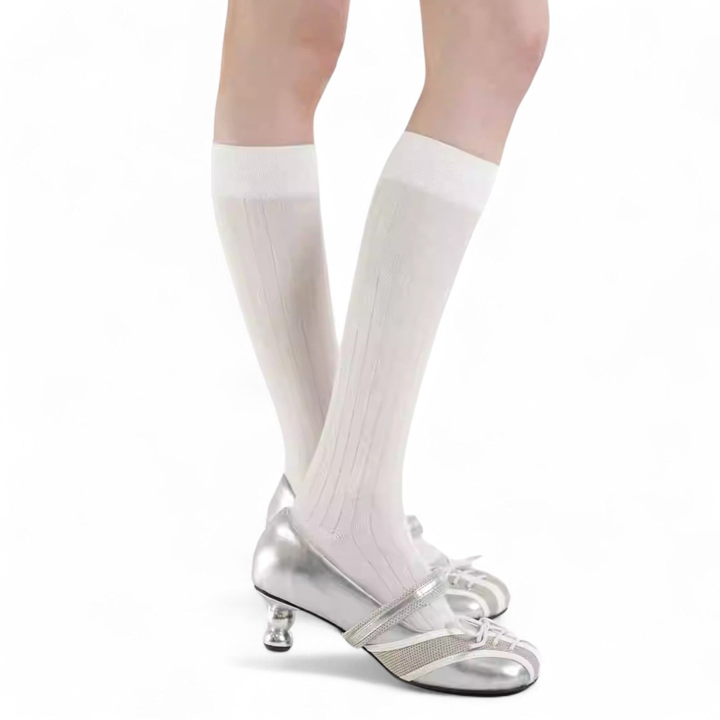 Timeless Balletcore Elegance: Ribbed Ballet Socks - tutufox - 