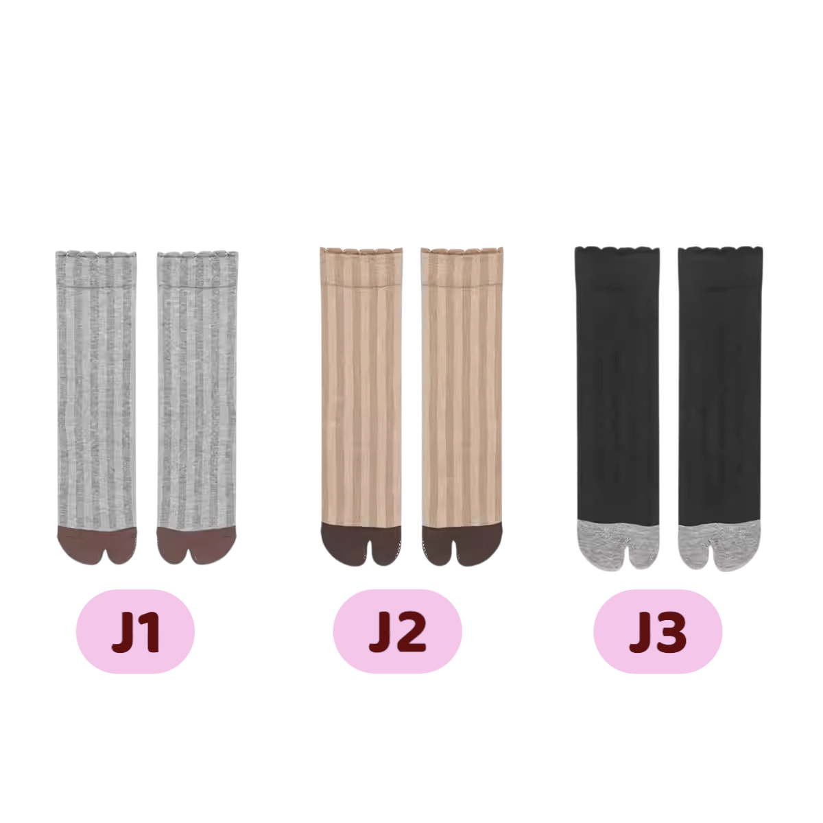 Vertical Stripes Mid - Calf Tabi Toe Socks - tutufox - 