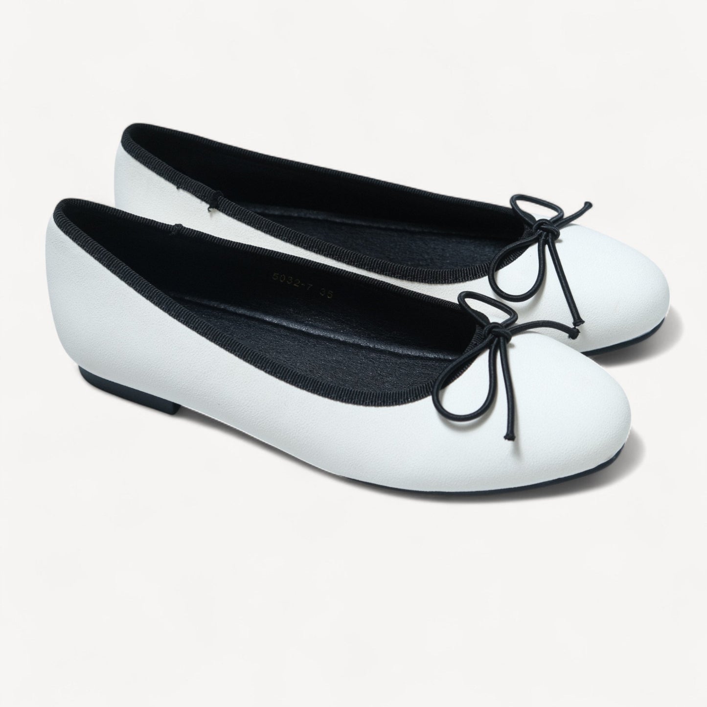 white almond toe bow ballet flats right oblique view  