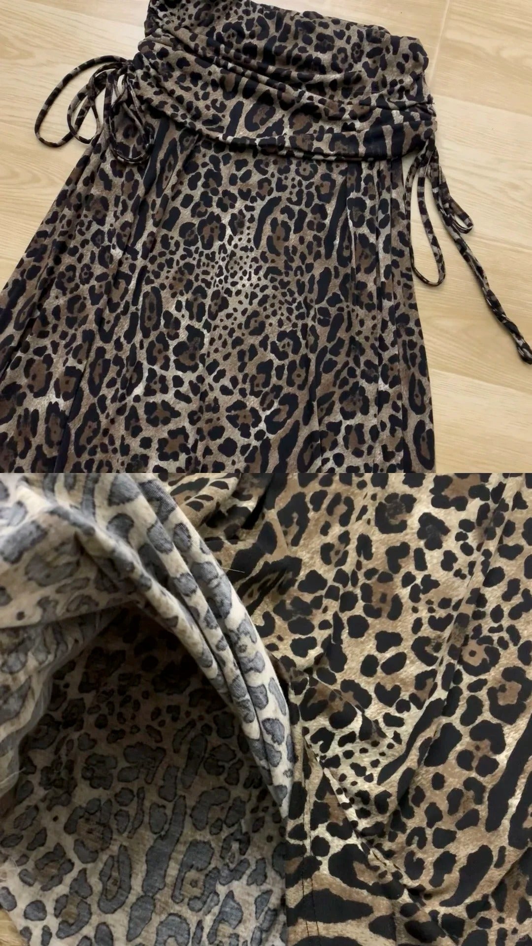 White Crossover Top with Leopard Skirt and Fur Scarf Y2K Outfit - tutufox - 