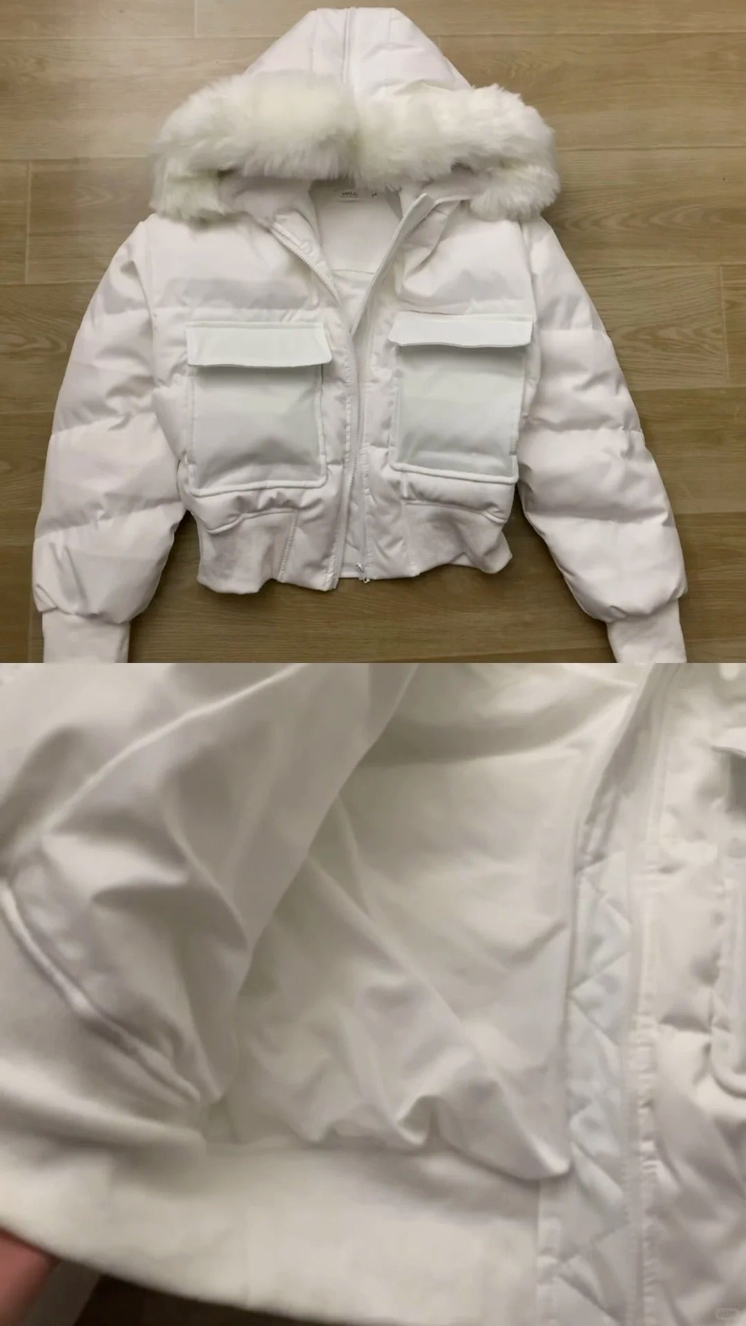 White Fur - Collar Short Jacket with Black Top and White Flared Pants Y2K Outfit - tutufox - 