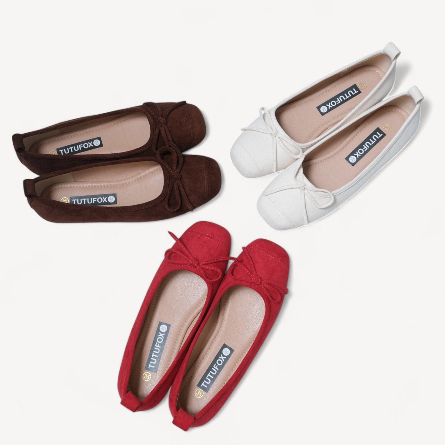 White Velvet Bow Square Toe Ballet Flats - tutufox - shoes