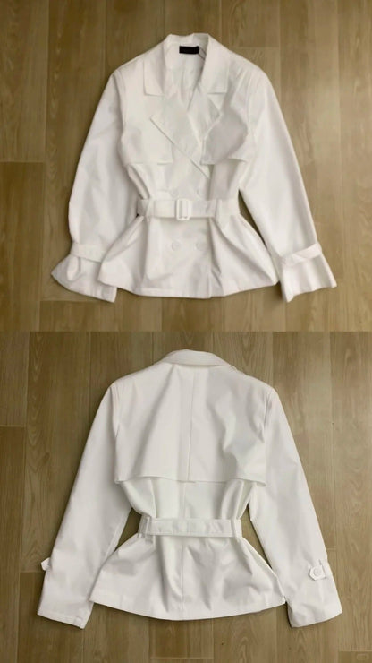 White Waist - Tie Mid - Length Blazer Dress Y2K Dress - tutufox - 