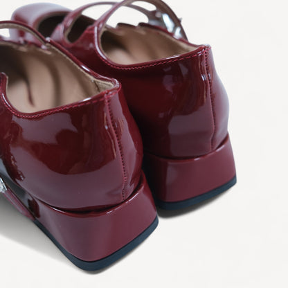 Wine Red Ballet Strap Mary Jane Flats - tutufox - shoes