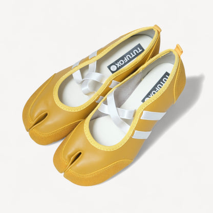 Yellow Ballet Split Toe Stretch Tabi Flats - tutufox - tabis