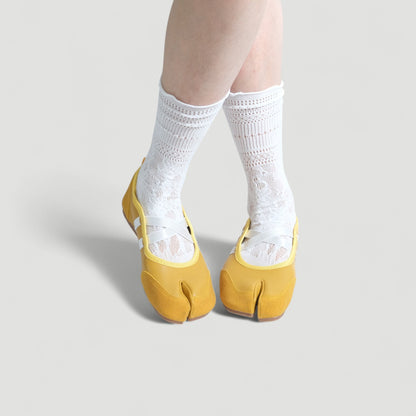 Yellow Ballet Split Toe Stretch Tabi Flats - tutufox - tabis