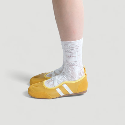 Yellow Ballet Split Toe Stretch Tabi Flats - tutufox - tabis