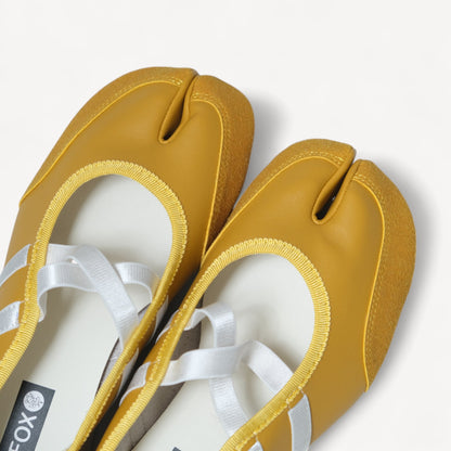 Yellow Ballet Split Toe Stretch Tabi Flats - tutufox - tabis