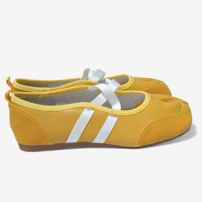 Yellow Ballet Split Toe Stretch Tabi Flats - tutufox - tabis