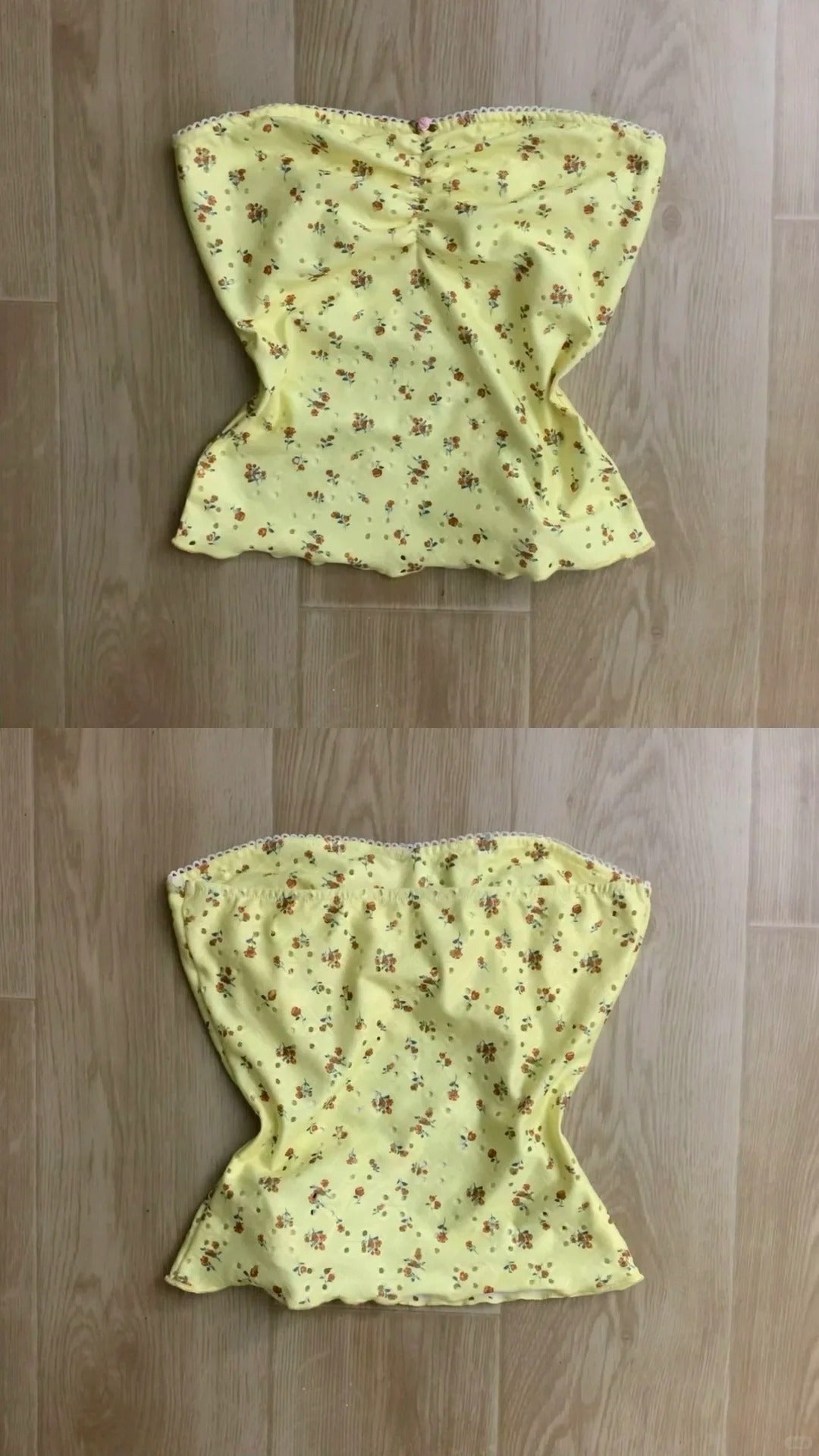 Yellow Floral Tube Top and Blue Floral Maxi Skirt Y2K Two Pieces Sets - tutufox - 